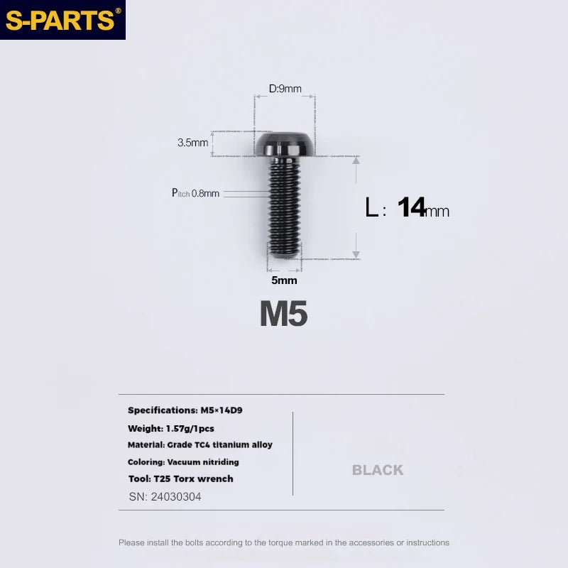 S-PARTS Titanium Alloy Direct-Mount Front Derailleur Fixing Bolt Set