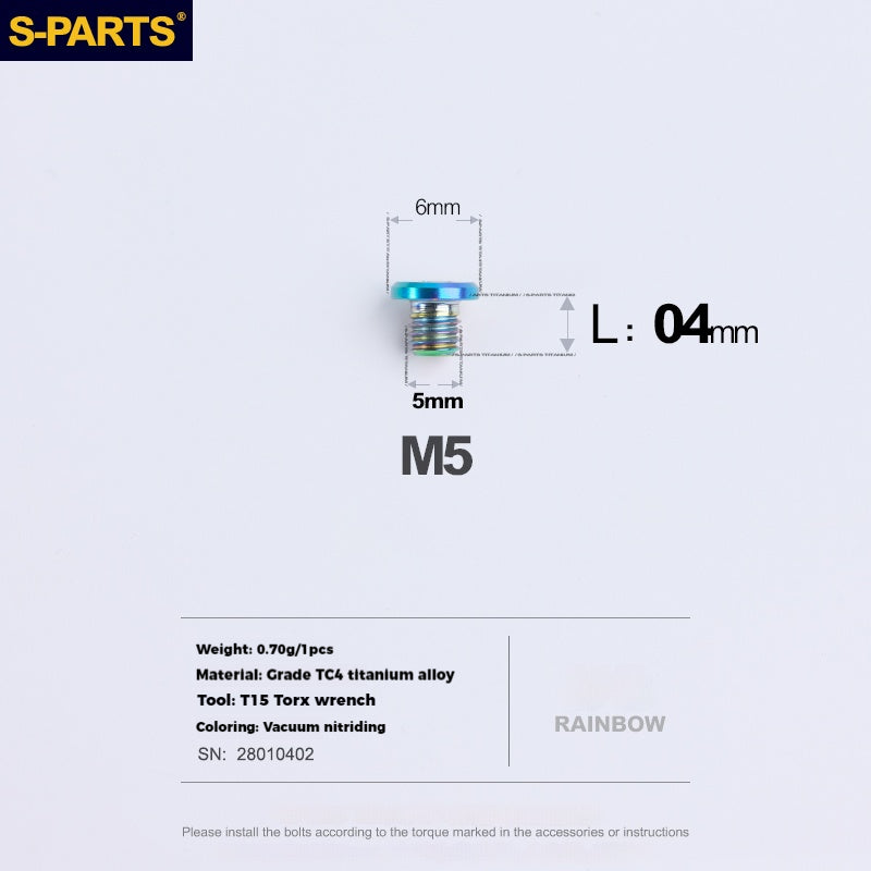 S-PARTS Titanium Alloy Oil Port Screws for Shimano / SRAM / TRP Mountain Brake Levers & Shimano Road Shift Levers