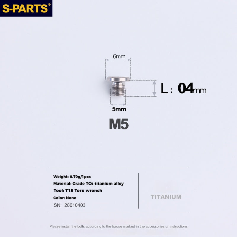 S-PARTS Titanium Alloy Oil Port Screws for Shimano / SRAM / TRP Mountain Brake Levers & Shimano Road Shift Levers