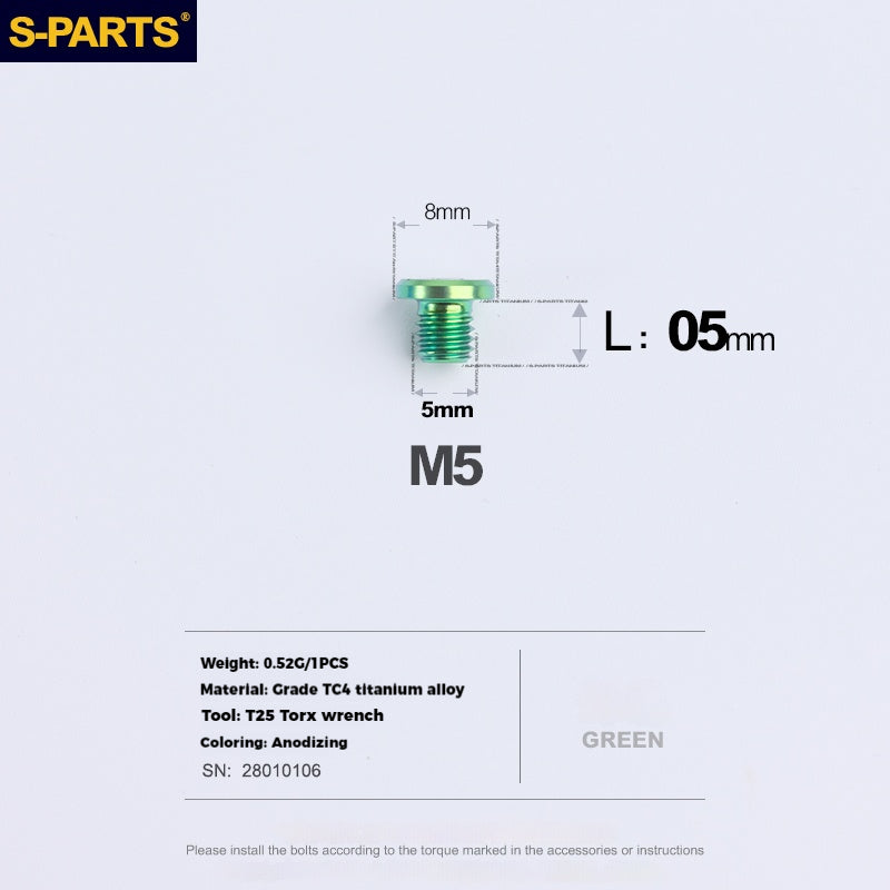 S-PARTS Titanium Alloy Oil Port Screws for Shimano / SRAM / TRP Mountain Brake Levers & Shimano Road Shift Levers