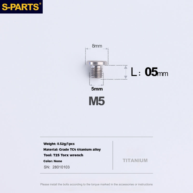 S-PARTS Titanium Alloy Oil Port Screws for Shimano / SRAM / TRP Mountain Brake Levers & Shimano Road Shift Levers