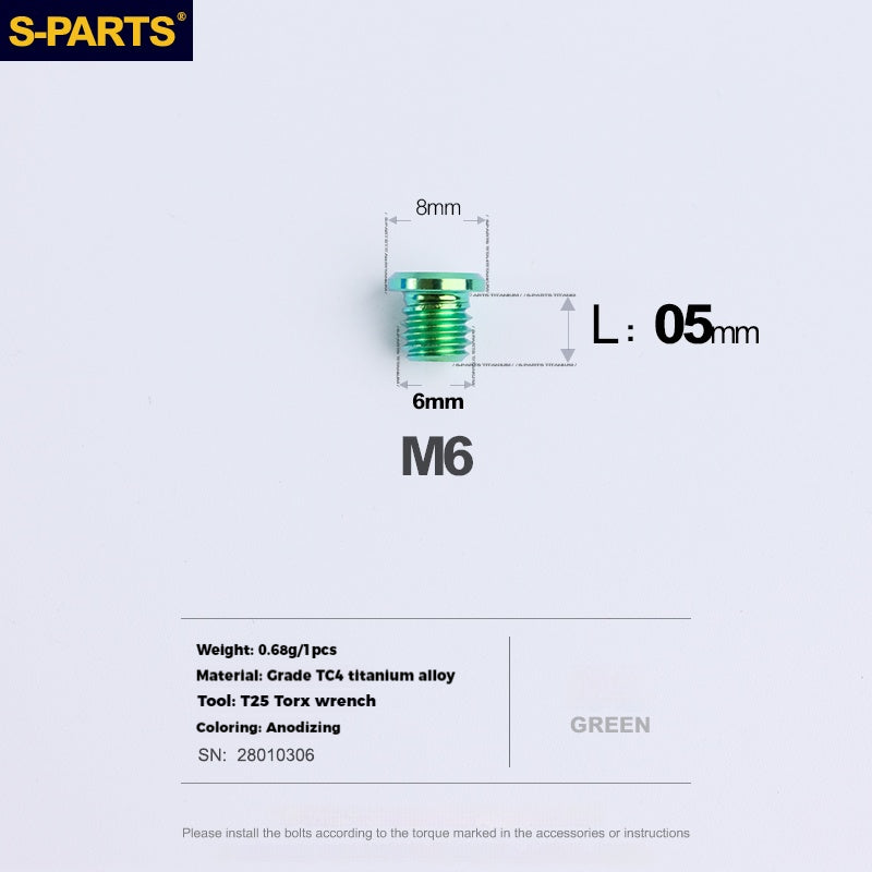 S-PARTS Titanium Alloy Oil Port Screws for Shimano / SRAM / TRP Mountain Brake Levers & Shimano Road Shift Levers