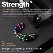 S-PARTS Titanium Alloy Water Bottle Cage Screws - , Hollow, Flat Head, Large Diameter for Road, Mountain, and Folding Bikes