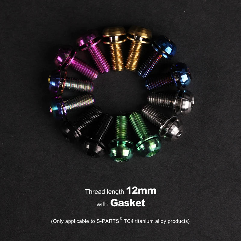S-PARTS Titanium Alloy Water Bottle Cage Screws - , Hollow, Flat Head, Large Diameter for Road, Mountain, and Folding Bikes