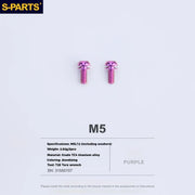 S-PARTS Titanium Alloy Water Bottle Cage Screws - , Hollow, Flat Head, Large Diameter for Road, Mountain, and Folding Bikes