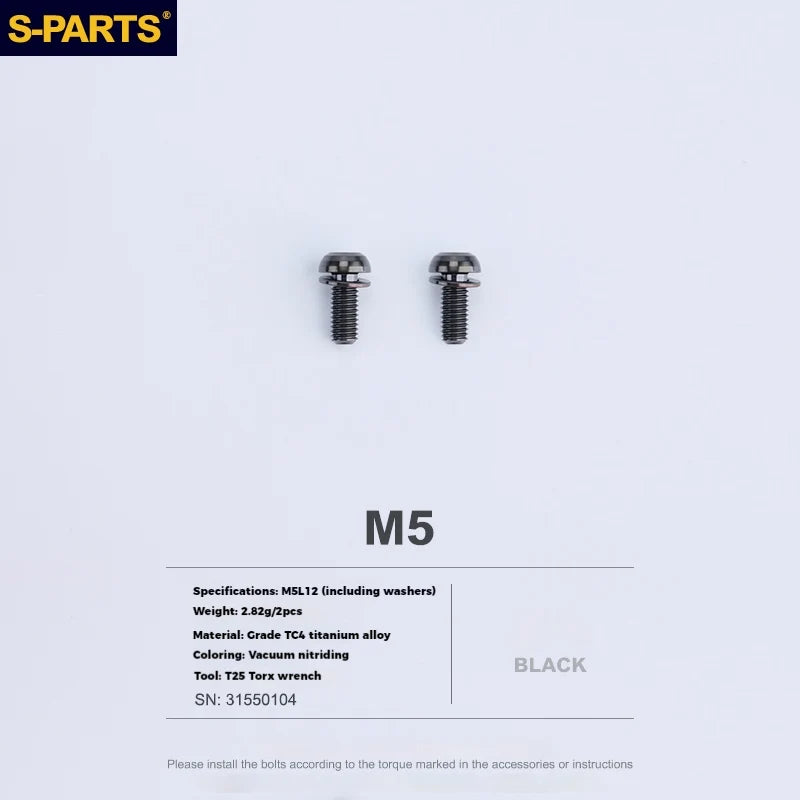 S-PARTS Titanium Alloy Water Bottle Cage Screws - , Hollow, Flat Head, Large Diameter for Road, Mountain, and Folding Bikes