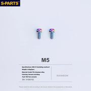 S-PARTS Titanium Alloy Water Bottle Cage Screws - , Hollow, Flat Head, Large Diameter for Road, Mountain, and Folding Bikes