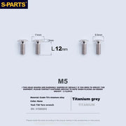 S-PARTS Titanium Alloy Water Bottle Cage Screws - , Hollow, Flat Head, Large Diameter for Road, Mountain, and Folding Bikes