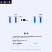 S-PARTS Titanium Alloy Water Bottle Cage Screws - , Hollow, Flat Head, Large Diameter for Road, Mountain, and Folding Bikes