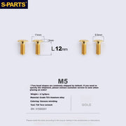 S-PARTS Titanium Alloy Water Bottle Cage Screws - , Hollow, Flat Head, Large Diameter for Road, Mountain, and Folding Bikes