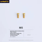 S-PARTS Titanium Alloy Water Bottle Cage Screws - , Hollow, Flat Head, Large Diameter for Road, Mountain, and Folding Bikes
