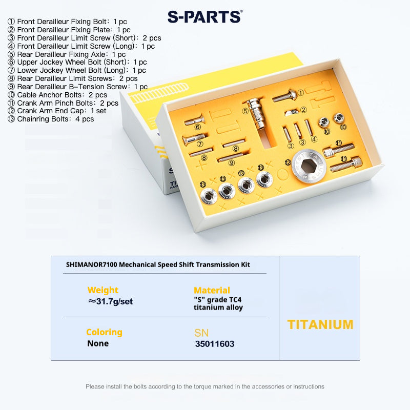 S-PARTS Titanium Bolt Kit for Shimano R7100 / R7120 Mechanical
