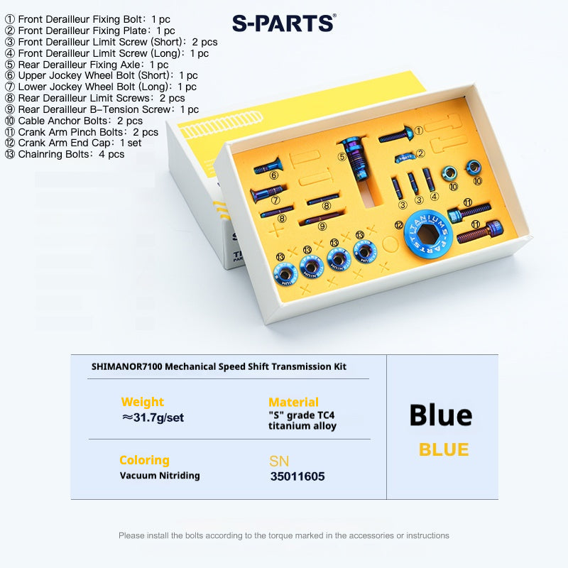 S-PARTS Titanium Bolt Kit for Shimano R7100 / R7120 Mechanical