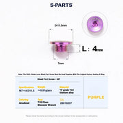 S-PARTS Titanium Bolt Kit for Shimano Ultegra Di2 — Bleed Port Screw M7 L4 D11.5 Road Shift and Brake Lever x1pcs / Purple