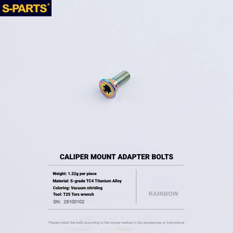 S-PARTS Titanium Bolt Kit for Shimano Ultegra Di2 R8170 Disc Brake & — Caliper Mount Adapter Fixing Bolt x1pcs / Rainbow