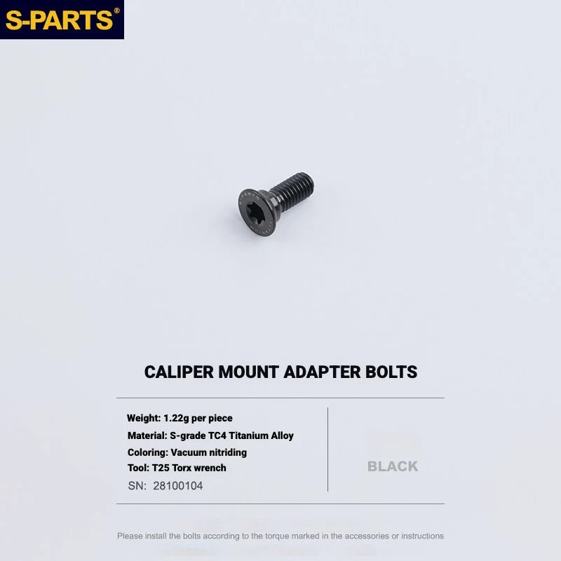 S-PARTS Titanium Bolt Kit for Shimano Ultegra Di2 R8170 Disc Brake & — Caliper Mount Adapter Fixing Bolt x1pcs / Black