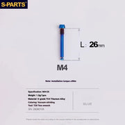 S-PARTS Titanium Bolt Kit for Shimano Ultegra Di2 R8170 Disc Brake & Shifter — Brake Pad Retaining Bolt x1pcs / Blue