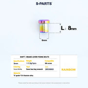 S-PARTS Titanium Bolt Kit for Shimano Ultegra Di2 R8170 Disc Brake & — Shift and Brake Lever Fixing Nut x1pcs / Rainbow