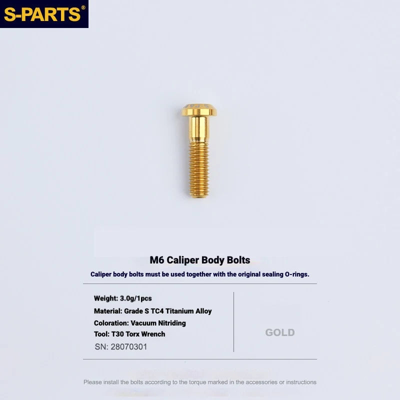 S-PARTS Titanium Bolt Kit for Shimano Ultegra Di2 R8170 Disc Brake & Shifter — M6 L22.5 Caliper Body Bolt x1pcs / Gold