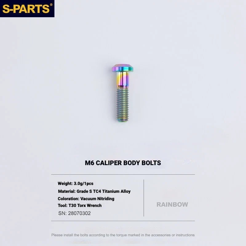 S-PARTS Titanium Bolt Kit for Shimano Ultegra Di2 R8170 Disc Brake & Shifter — M6 L22.5 Caliper Body Bolt x1pcs / Rainbow