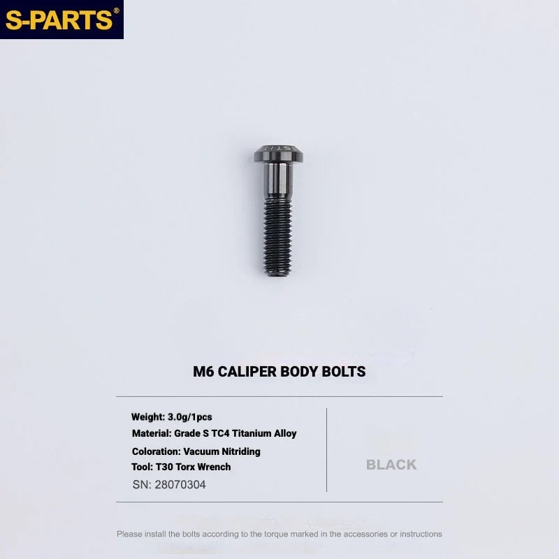 S-PARTS Titanium Bolt Kit for Shimano Ultegra Di2 R8170 Disc Brake & Shifter — M6 L22.5 Caliper Body Bolt x1pcs / Black