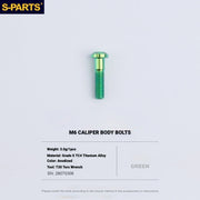 S-PARTS Titanium Bolt Kit for Shimano Ultegra Di2 R8170 Disc Brake & Shifter — M6 L22.5 Caliper Body Bolt x1pcs / Green