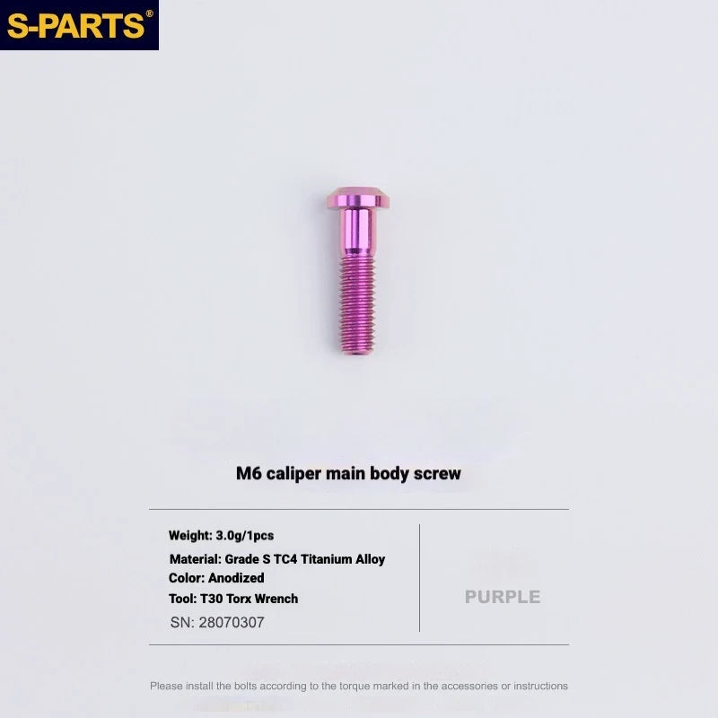 S-PARTS Titanium Bolt Kit for Shimano Ultegra Di2 R8170 Disc Brake & Shifter — M6 L22.5 Caliper Body Bolt x1pcs / Purple