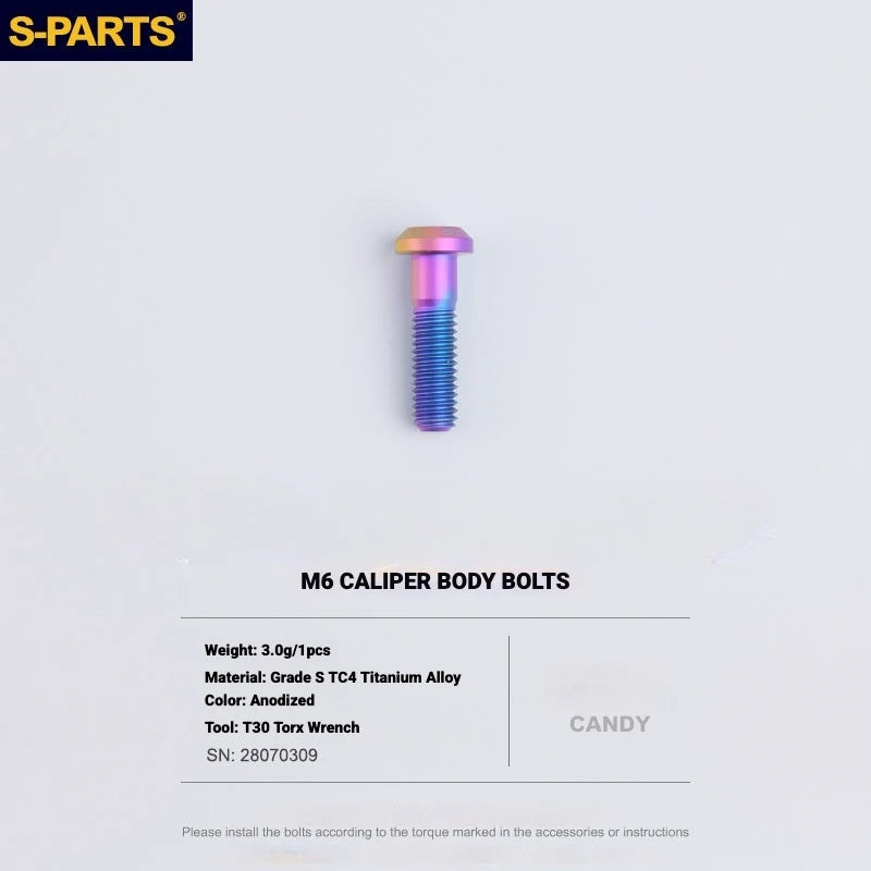 S-PARTS Titanium Bolt Kit for Shimano Ultegra Di2 R8170 Disc Brake & Shifter — M6 L22.5 Caliper Body Bolt x1pcs / Candy