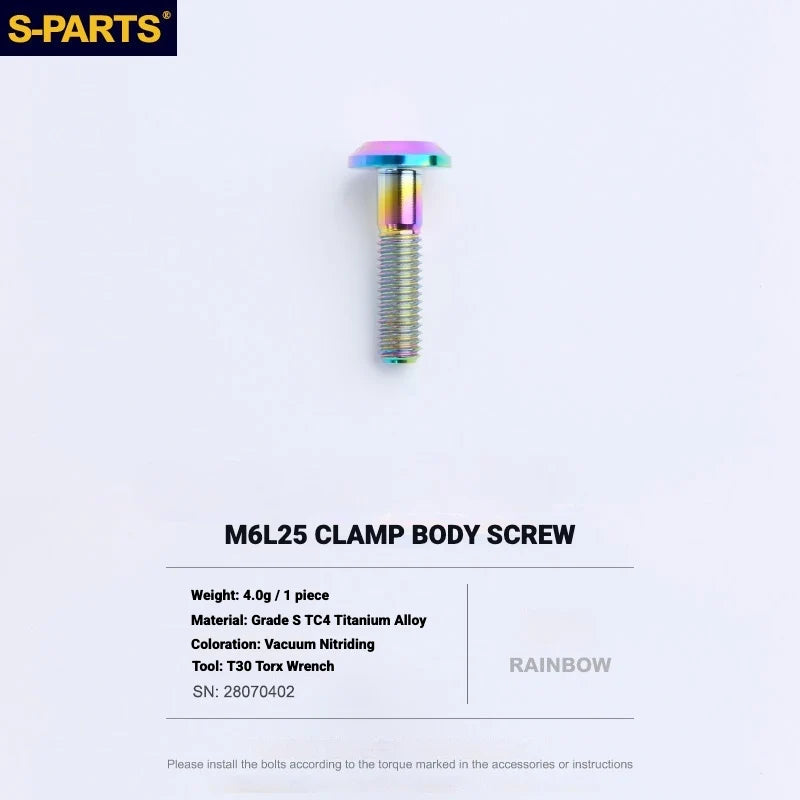 S-PARTS Titanium Bolt Kit for Shimano Ultegra Di2 R8170 Disc Brake & Shifter — M6 L25 Caliper Body Bolt x1pcs / Rainbow