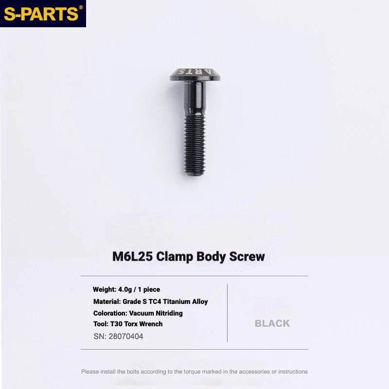 S-PARTS Titanium Bolt Kit for Shimano Ultegra Di2 R8170 Disc Brake & Shifter — M6 L25 Caliper Body Bolt x1pcs / Black