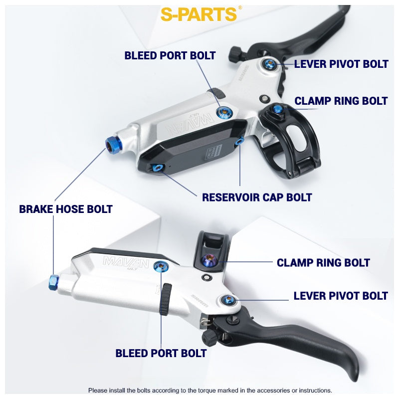 S-PARTS Titanium Bolt Upgrade Kit for SRAM Maven Brakes — CNC Precision — Lightweight — Full Color Options