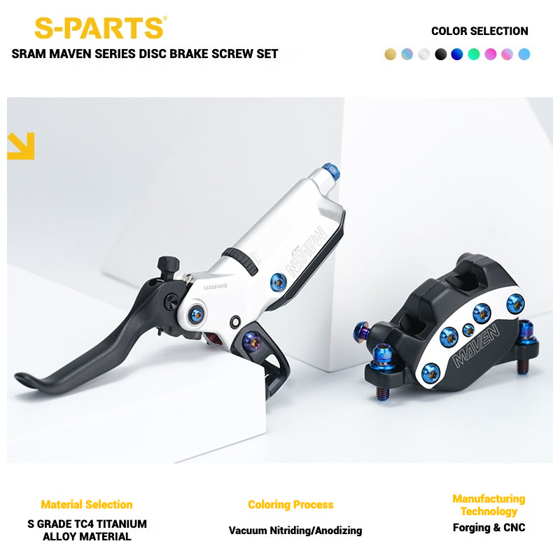 S-PARTS Titanium Bolt Upgrade Kit for SRAM Maven Brakes — CNC Precision — Lightweight — Full Color Options