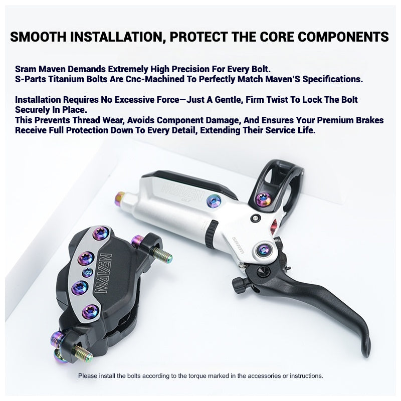S-PARTS Titanium Bolt Upgrade Kit for SRAM Maven Brakes — CNC Precision — Lightweight — Full Color Options