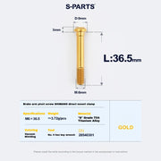 S-PARTS Titanium Brake Arm Pivot Screw Shimano Direct-Mount C-Brake Calipers L36.5 Gold