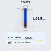 S-PARTS Titanium Brake Arm Pivot Screw Shimano Direct-Mount C-Brake Calipers L39.5 Blue