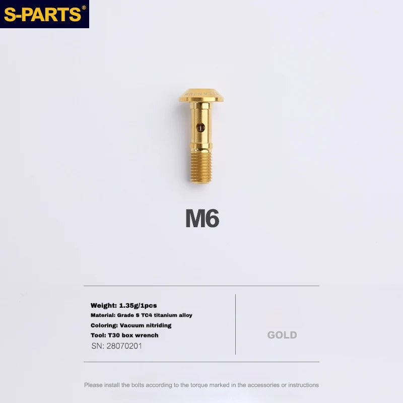 S-PARTS Titanium Brake Caliper Body Bolt Shimano R9120/R8070/M9120/M8100 & SRAM RED/FORCE Gold