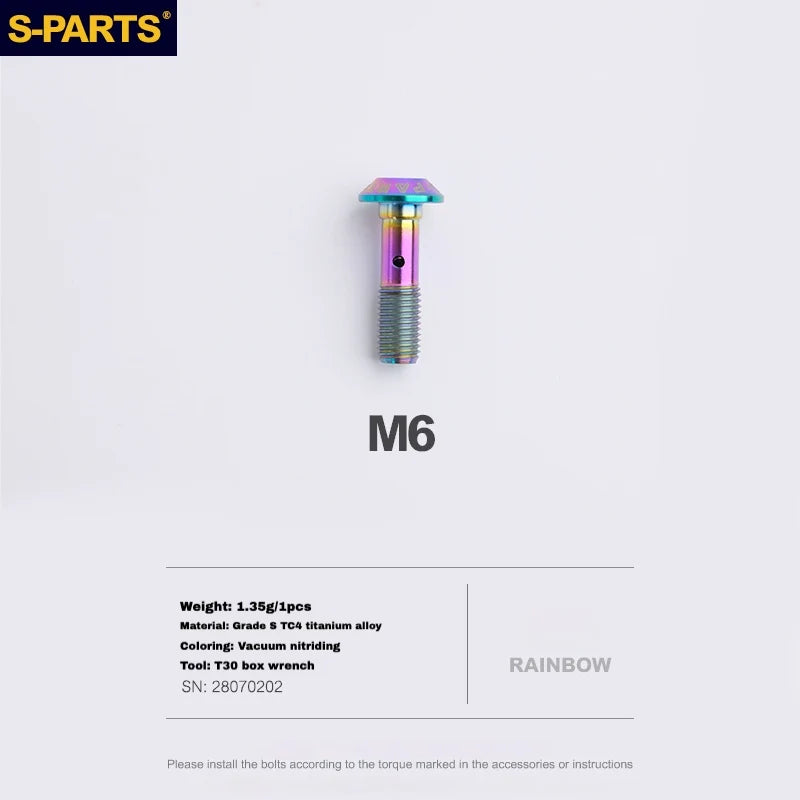 S-PARTS Titanium Brake Caliper Body Bolt Shimano R9120/R8070/M9120/M8100 & SRAM RED/FORCE Rainbow