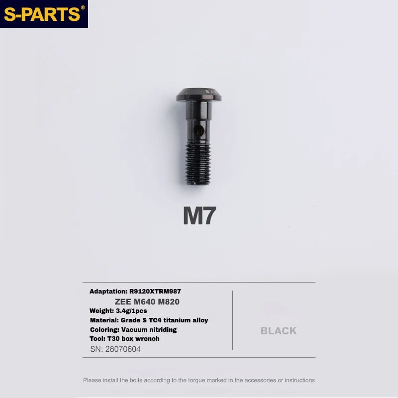 S-PARTS Titanium Brake Caliper Body Bolt Shimano R9120/R8070/M9120/M8100 & SRAM RED/FORCE Black