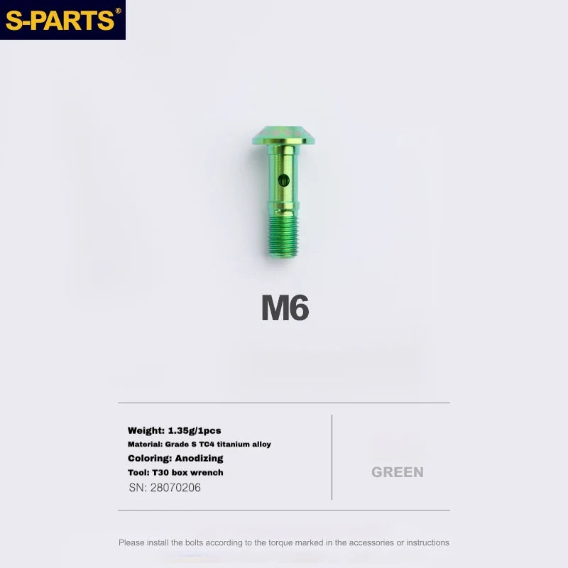 S-PARTS Titanium Brake Caliper Body Bolt Shimano R9120/R8070/M9120/M8100 & SRAM RED/FORCE Green