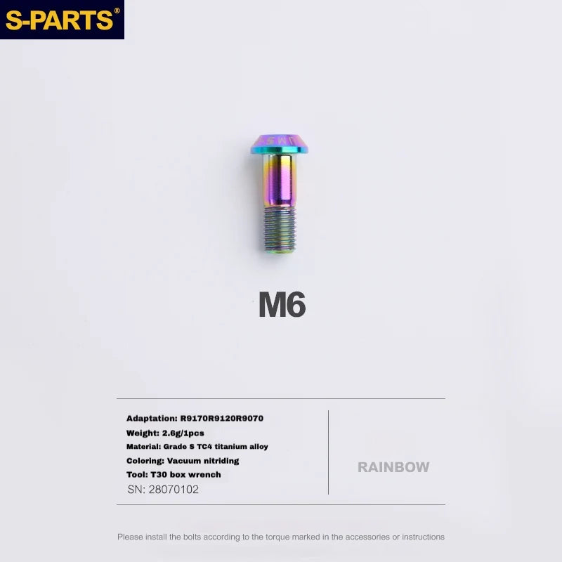 S-PARTS Titanium Brake Caliper Body Bolt Shimano R9120/R8070/M9120/M8100 & SRAM RED/FORCE Rainbow