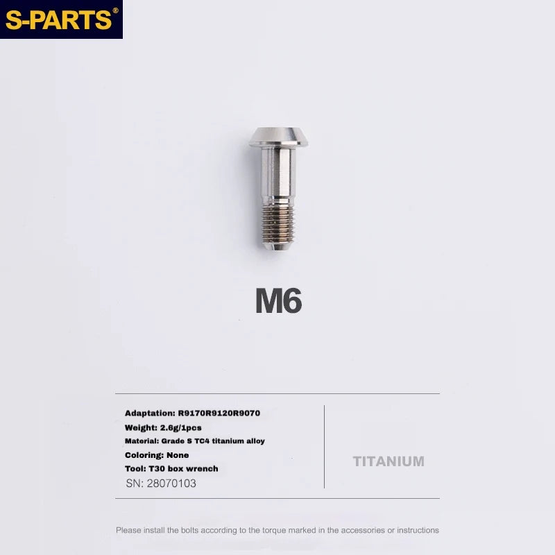 S-PARTS Titanium Brake Caliper Body Bolt Shimano R9120/R8070/M9120/M8100 & SRAM RED/FORCE
