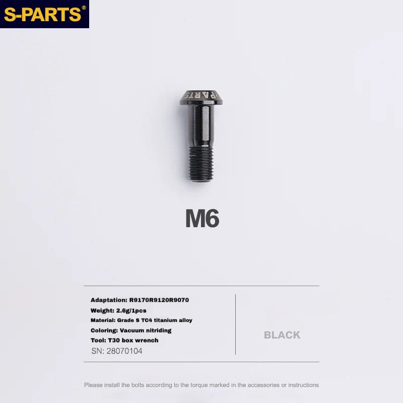 S-PARTS Titanium Brake Caliper Body Bolt Shimano R9120/R8070/M9120/M8100 & SRAM RED/FORCE Black