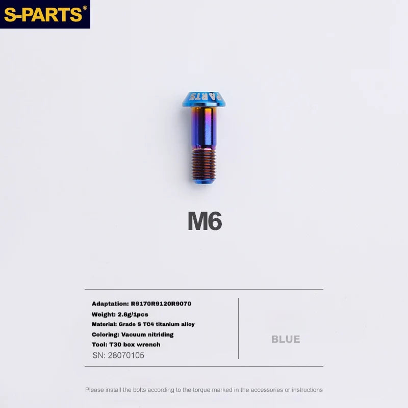 S-PARTS Titanium Brake Caliper Body Bolt Shimano R9120/R8070/M9120/M8100 & SRAM RED/FORCE Blue