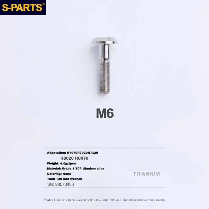 S-PARTS Titanium Brake Caliper Body Bolt Shimano R9120/R8070/M9120/M8100 & SRAM RED/FORCE