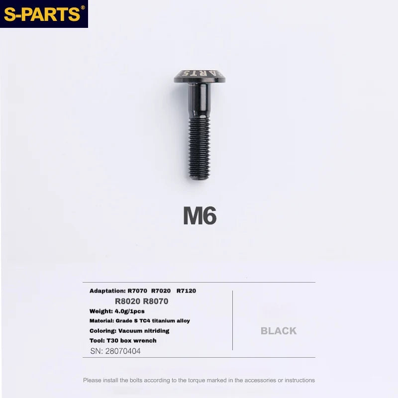 S-PARTS Titanium Brake Caliper Body Bolt Shimano R9120/R8070/M9120/M8100 & SRAM RED/FORCE Black