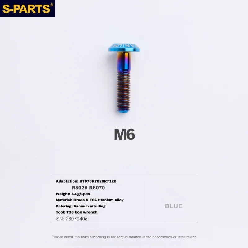 S-PARTS Titanium Brake Caliper Body Bolt Shimano R9120/R8070/M9120/M8100 & SRAM RED/FORCE Blue