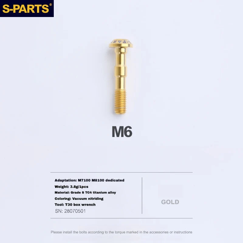S-PARTS Titanium Brake Caliper Body Bolt Shimano R9120/R8070/M9120/M8100 & SRAM RED/FORCE