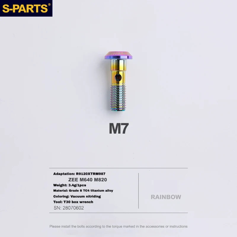 S-PARTS Titanium Brake Caliper Body Bolt Shimano R9120/R8070/M9120/M8100 & SRAM RED/FORCE Rainbow