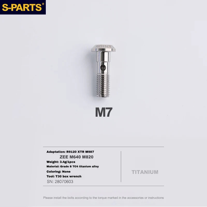 S-PARTS Titanium Brake Caliper Body Bolt Shimano R9120/R8070/M9120/M8100 & SRAM RED/FORCE
