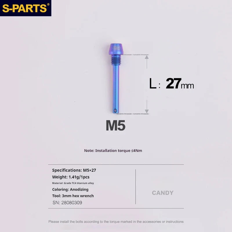 S-PARTS Titanium Brake Pad Pin Retainer Shimano / SRAM / Magura / HOPE Disc Brakes Candy